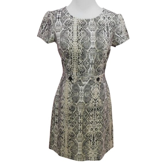 Snake Print Mini Dress City Studio Size 5 Slim Fit Neutral Tones - Picture 1 of 10